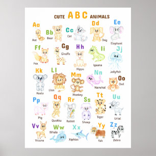 Alphabet Animal ABC Cute animals  Poster