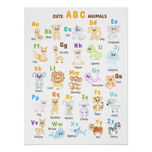 Alphabet Animal ABC Cute animals  Poster