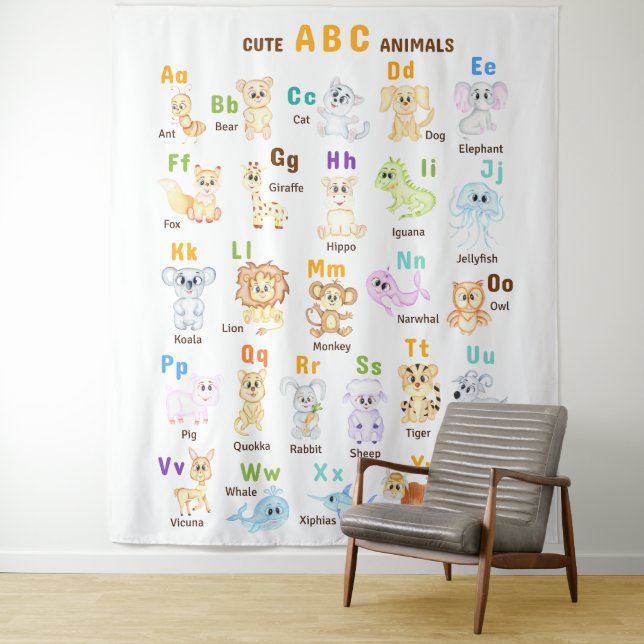 Alphabet Animal ABC Cute animals  Tapestry (In Situ)