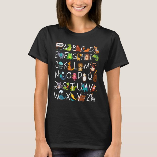Alphabet Animal Abcs Learning  Kids Begin Learn T-Shirt (Front)