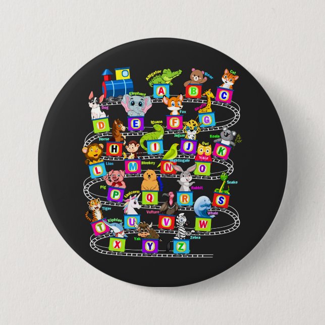 Alphabet Animal ABCs Learning Round 7.5 Cm Round Badge (Front)