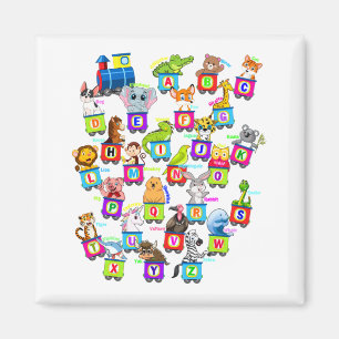 Alphabet Animal ABCs Learning Square Magnet