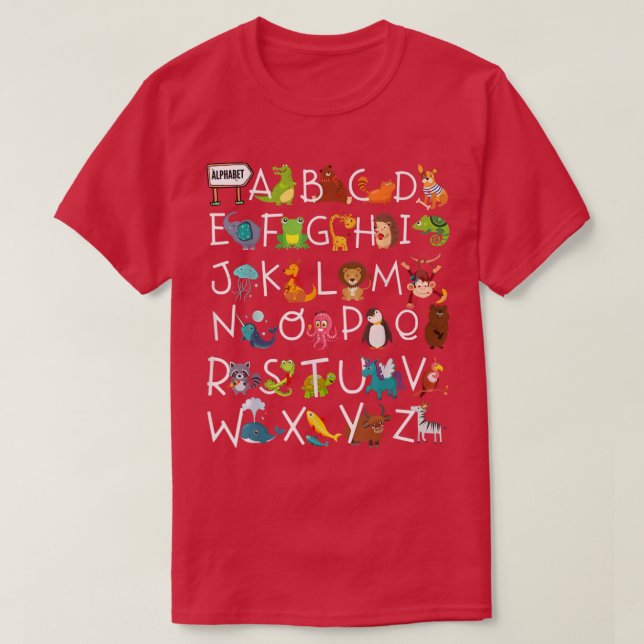 Alphabet Animal ABCs LearningKids Begin Learn Gift T-Shirt (Design Front)