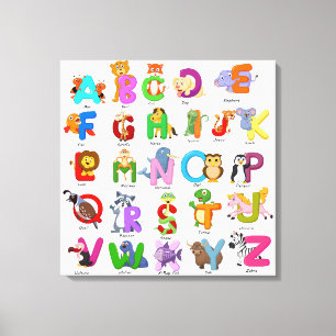 Alphabet Animal Clipart Child Learning Canvas Print