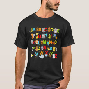 Alphabet Animal Learning Abc Cute Kids Educational T-Shirt