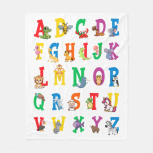 Alphabet Animal Letters ABC Kids Learning Design Fleece Blanket