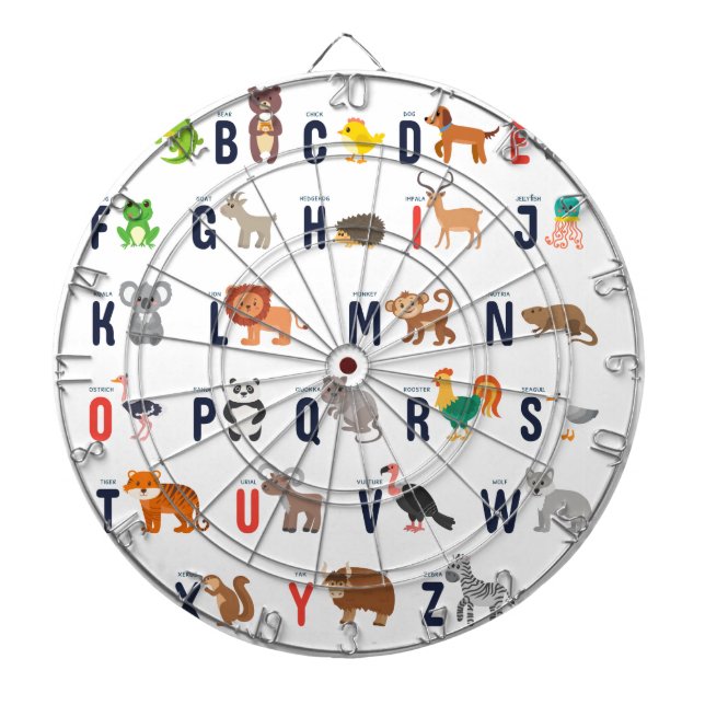 Alphabet Animals - super cute! Dartboard (Front)