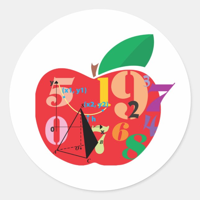 Alphabet Apple Classic Round Sticker (Front)