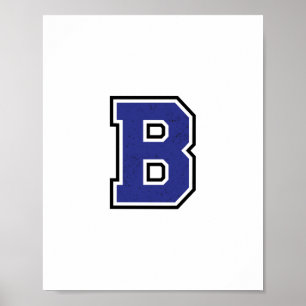 Alphabet B in Blue Color Poster