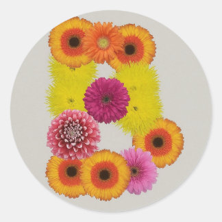 Alphabet B in Flower Classic Round Sticker