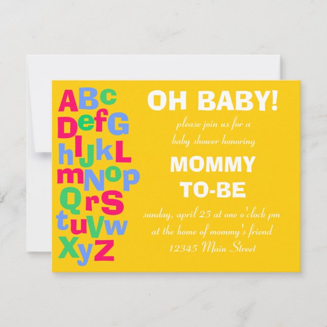 Alphabet Baby Shower Invitation (Front)
