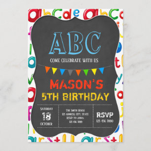Alphabet birthday invitation