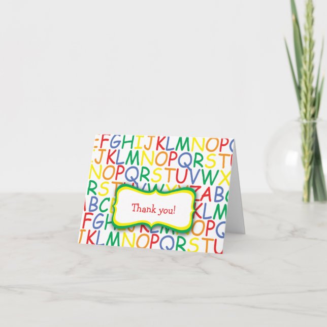 Alphabet Birthday Thank You Note / kids stationery (Front)