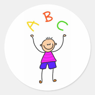 Alphabet Boy Classic Round Sticker