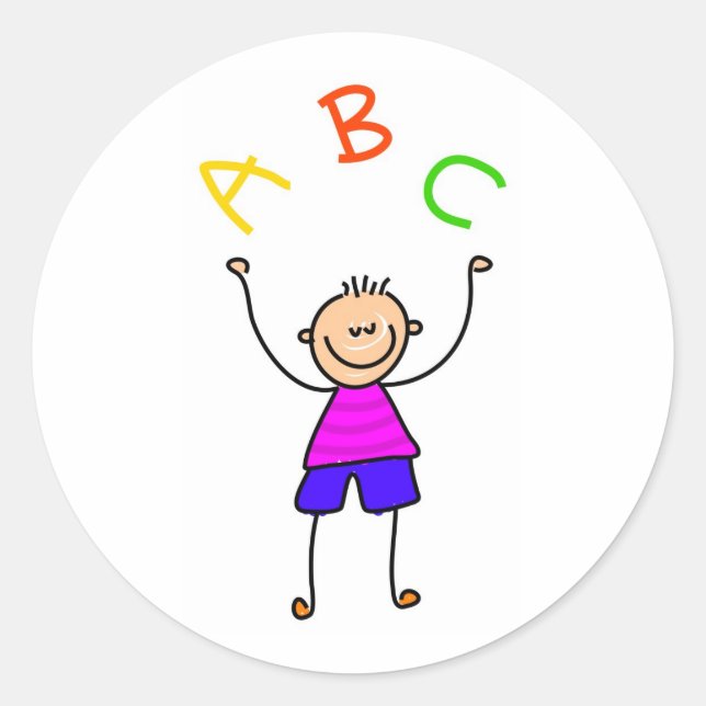 Alphabet Boy Classic Round Sticker (Front)