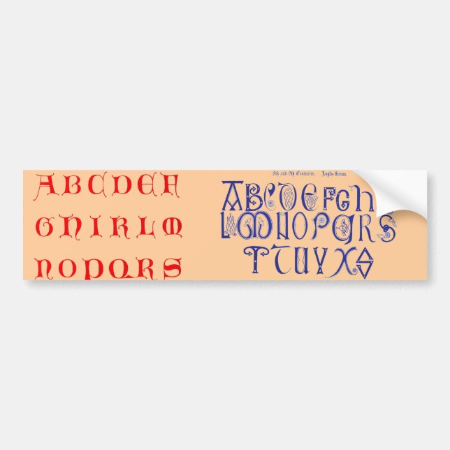 Alphabet  Bumper Sticker (Front)