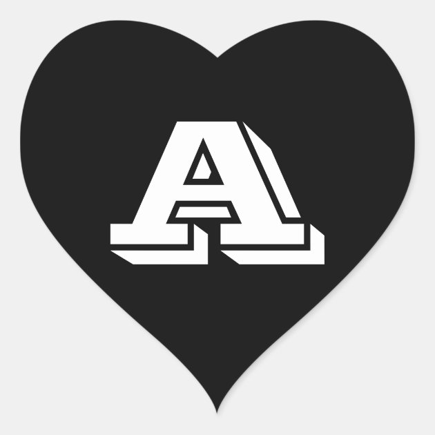 Alphabet By Janz Capital Letter A Black Heart Sticker | Zazzle