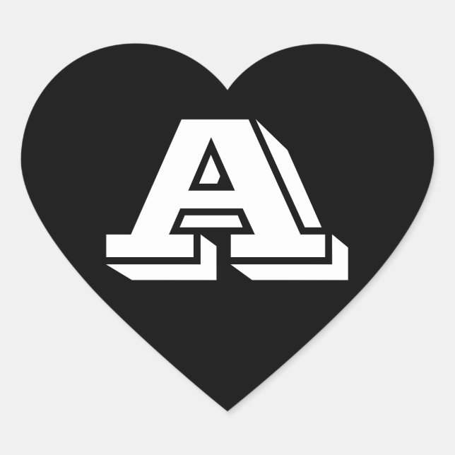 Alphabet by Janz Capital Letter A Black Heart Sticker (Front)