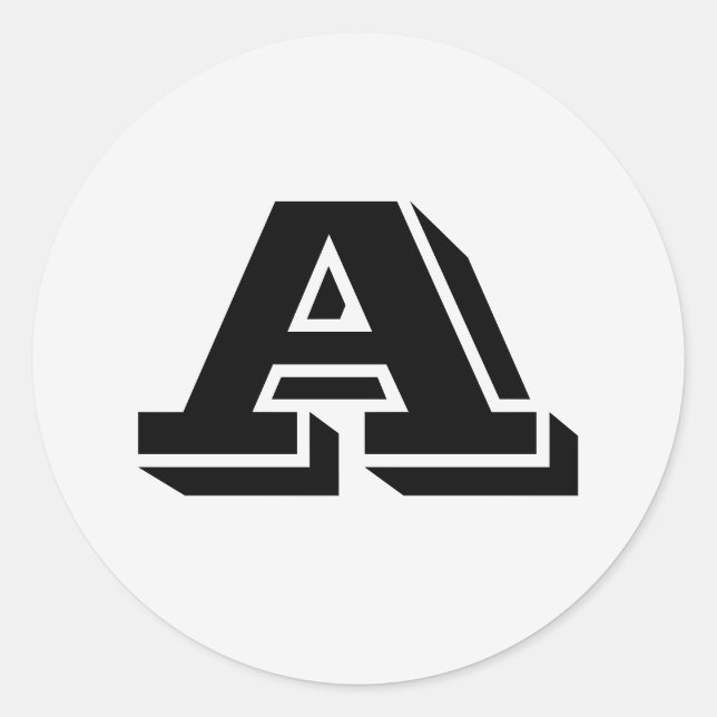 Alphabet by Janz Capital Letter A White Smoke Classic Round Sticker (Front)