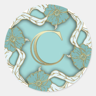 alphabet c  monogram classic round sticker