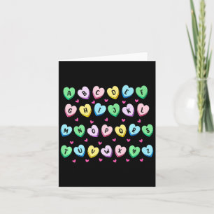 Alphabet Candy Heart Love Valentines Day Teacher  Card
