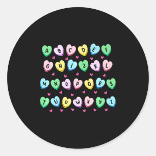 Alphabet Candy Heart Love Valentines Day Teacher Classic Round Sticker