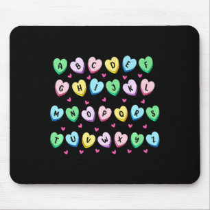 Alphabet Candy Heart Love Valentines Day Teacher Mouse Mat