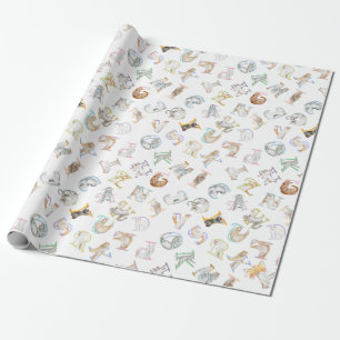 Alphabet cats (alfacat/alfacato) wrapping paper
