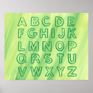 Alphabet Chart for Adults, Green Upper Case