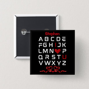 Alphabet Chart I I Love You 15 Cm Square Badge