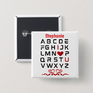 Alphabet Chart I I Love You 15 Cm Square Badge