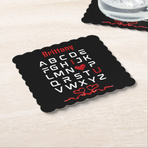 Alphabet Chart I I Love You Paper Coaster