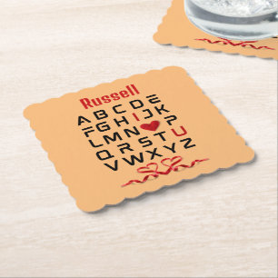Alphabet chart I I Love You Paper Coaster