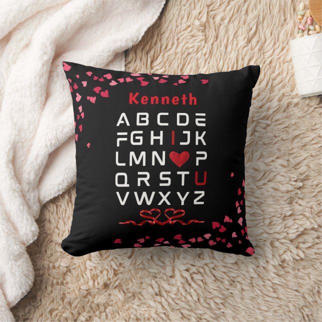 Alphabet Chart I Love You Valentines day Gift Cushion (Blanket)