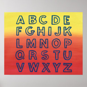 Alphabet Chart Upper Case Letters Sunset Ombre