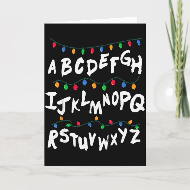 Alphabet Christmas Lights T Shirt Stranger Tee Gif Card (Front)