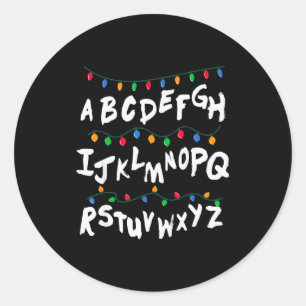 Alphabet Christmas Lights T Shirt Stranger Tee Gif Classic Round Sticker