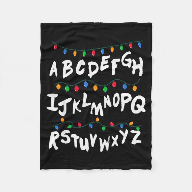 Alphabet Christmas Lights T Shirt Stranger Tee Gif Fleece Blanket (Front)