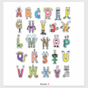 Alphabet Creatures Sticker Sheet - ABC Stickers