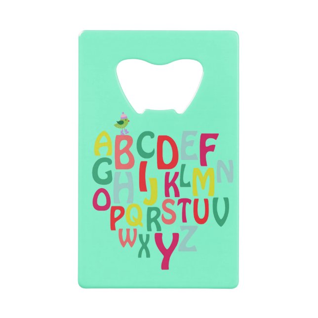 Alphabet Credit Card Bottle Opener (Front)