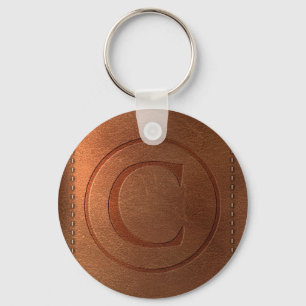 alphabet cuir lettre C Key Ring