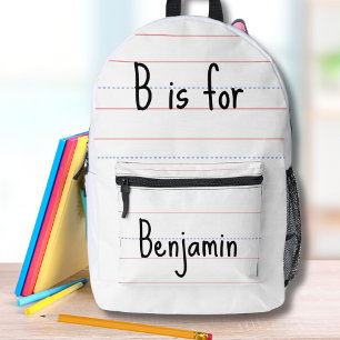 Alphabet Custom Back to School Shirts Printed Backpack