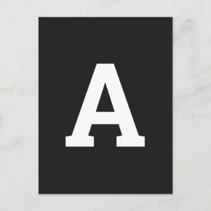 Alphabet Custom Letter   Black Modern Minimalist Postcard