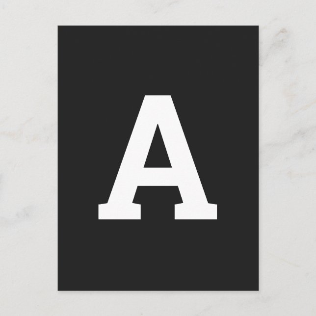Alphabet Custom Letter | Black Modern Minimalist Postcard (Front)