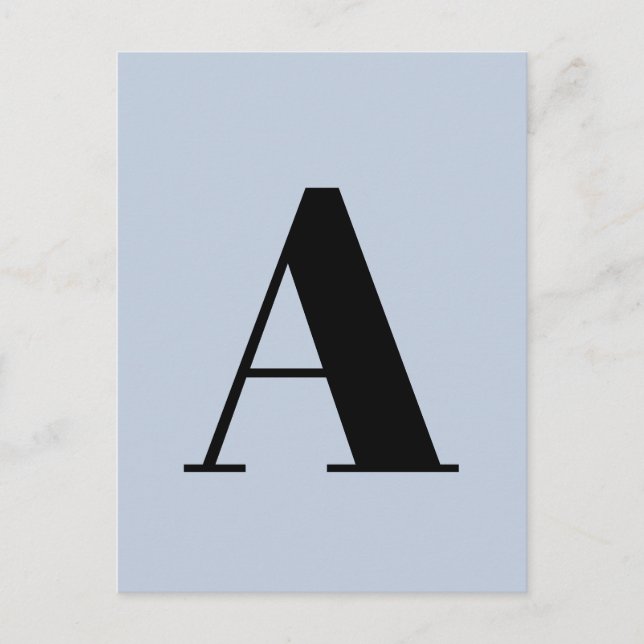 Alphabet Custom Letter | Modern Minimalist Blue Postcard (Front)