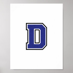 Alphabet D in Blue Color Poster