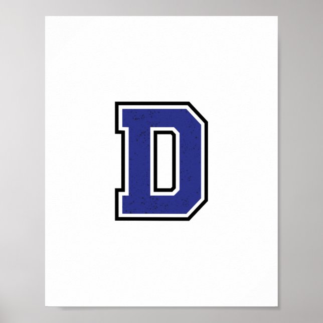 Alphabet D in Blue Colour Poster (Front)