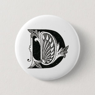alphabet d, letter d, monogram d, letter d 6 cm round badge