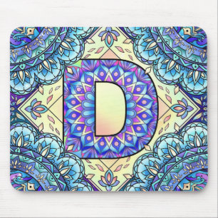 Alphabet D mandala Mouse Mat