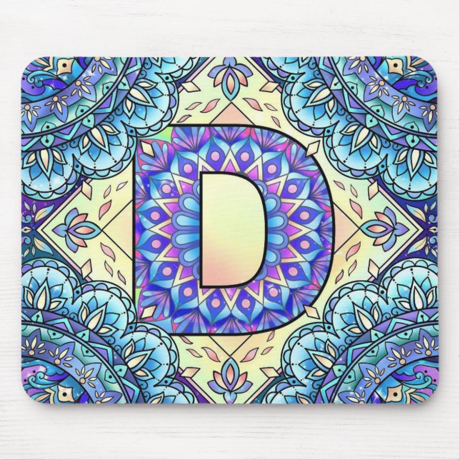 Alphabet D mandala Mouse Mat (Front)